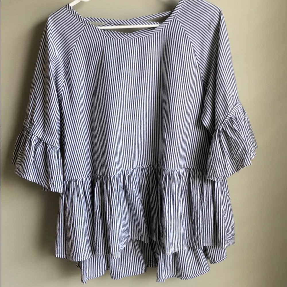Blue and white striped top